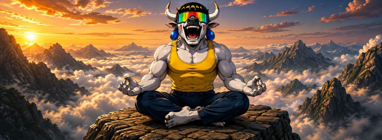The bull meditating above the clouds